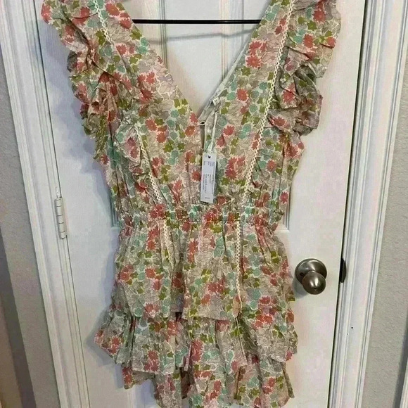 LOVE THE LABEL ANTHROPOLOGIE INES TIERED RUFFLE MINI DRESS Size M - Picture 4 of 6